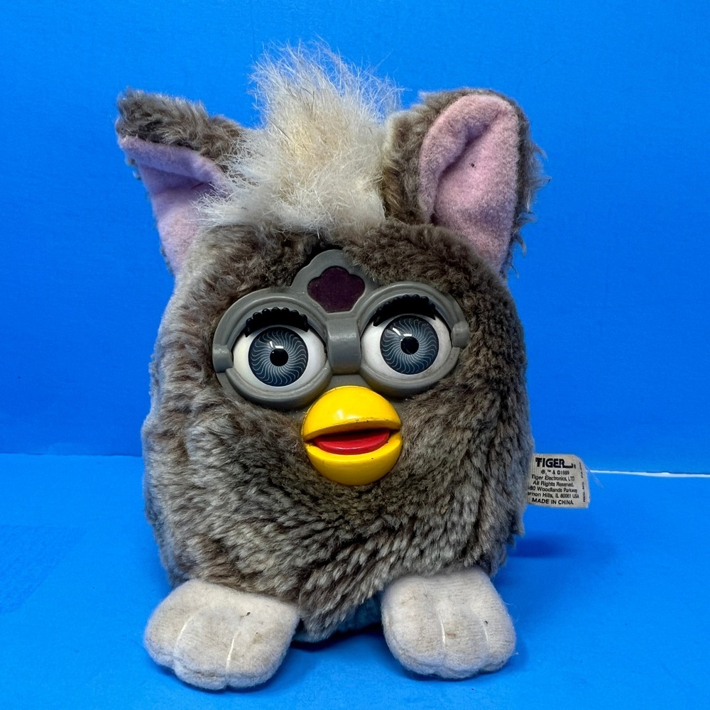 Tiger Furby‎ Buddies 4 Inch Grey Owl Vintage 1999 Bean Bag Plush Toy